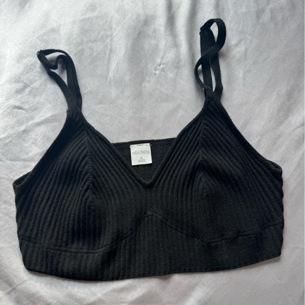 Wild Fable Charcoal Ribbed Bralette